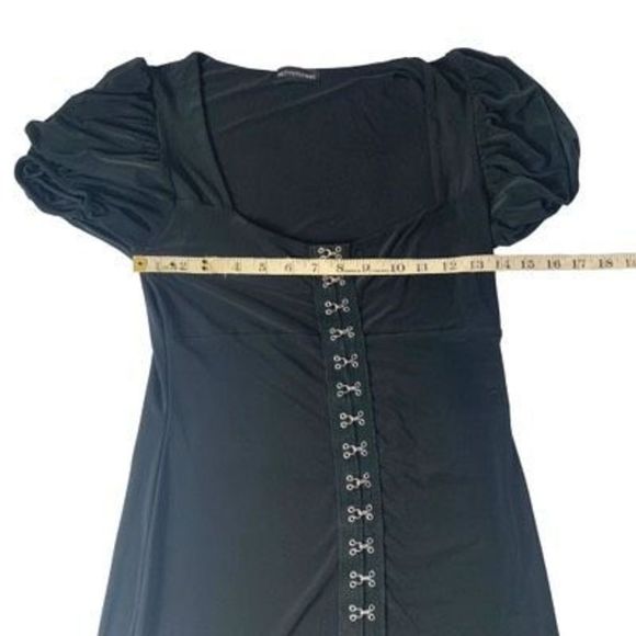 Pretty Little Thing Sz 6 Black Polyester Stretch Punk Clasp Close Body-Con Dress - Picture 7 of 14